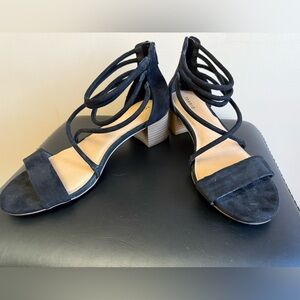 Torrid Black Strappy Sandals with Tan Heel